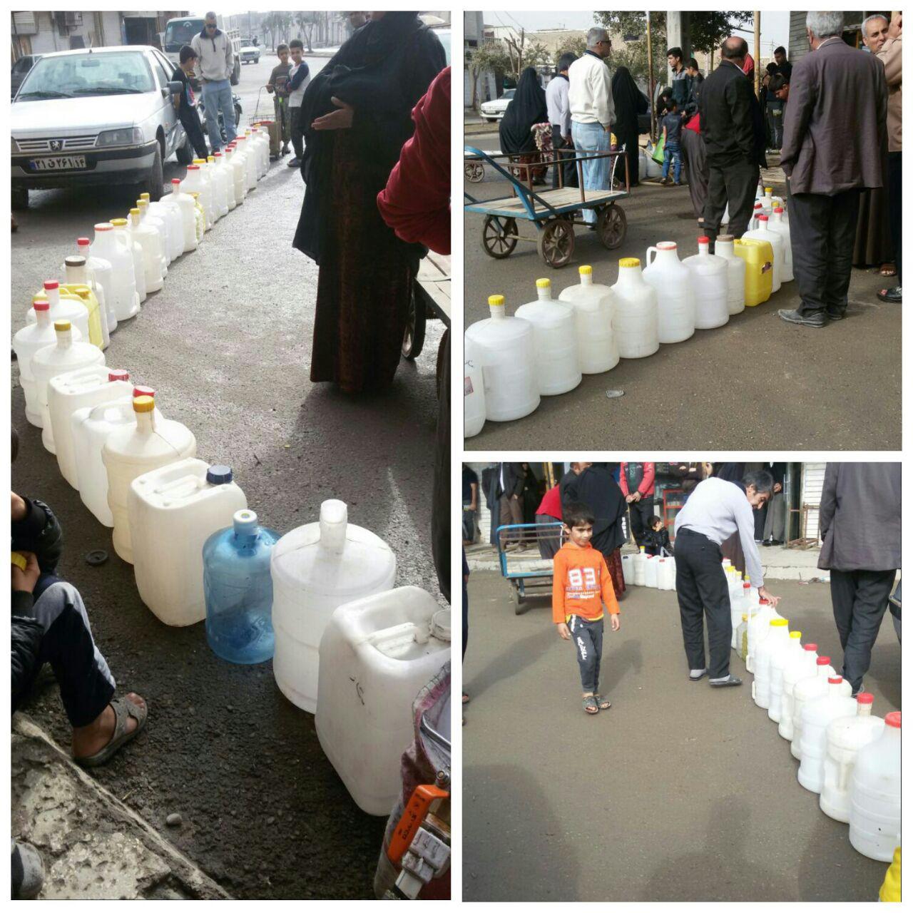 صف های طولانی مردم اهواز برای خرید آب / بشکه بدست در کرانه کارون!