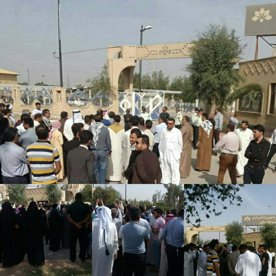 تجمع مدنی مردم عرب اهواز در مقابل صدا و سیمای خوزستان برگزار شد