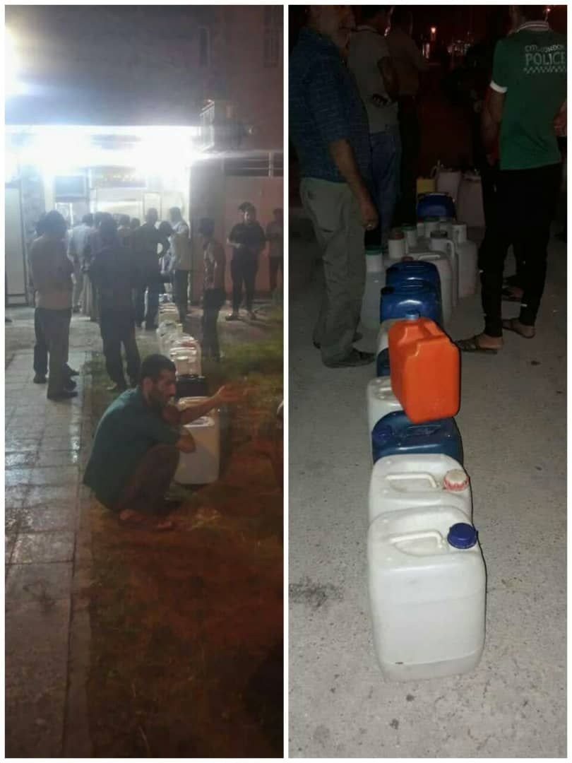 صف های طولانی و شبانه مردم آبادان و خرمشهر برای خرید آب شرب!