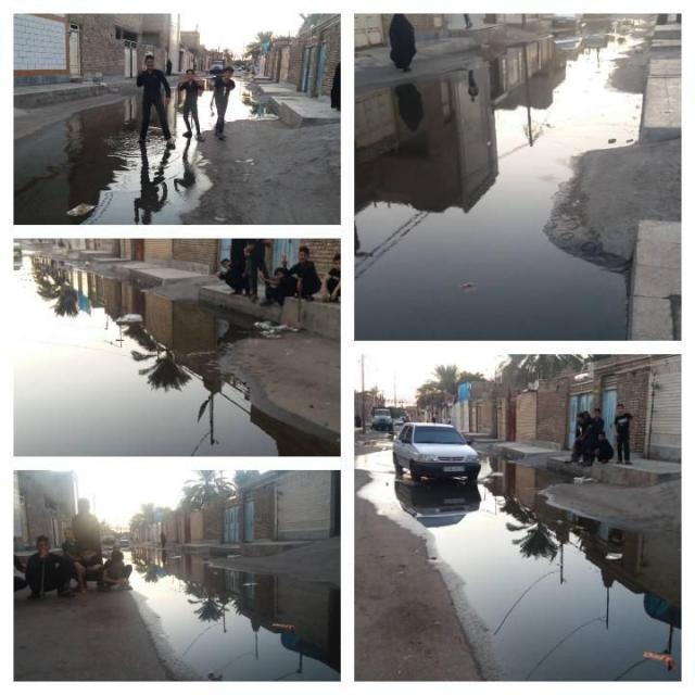 دریاچه های خیابانی فاضلاب در کوی مدرس (خروسی) اهواز!