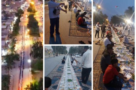 اقدام زیبای یک شهروند ملاثانی ؛ برپایی سفره ساده افطار در بلوار برای عموم